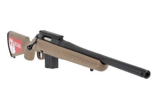 Ruger American Ranch 350 legend compact bolt action rifle features a flat dark earth stock